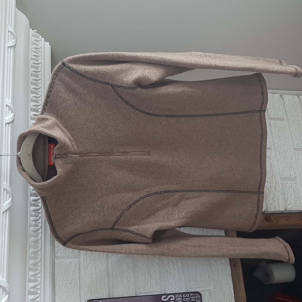 Women's Carve Designs Fitted Activewear Brown Fleece Half Zipper Sweatshirt SZ L